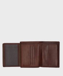 The Bridge Story Vertical Brown Leather Wallet with 8 Card Slots & Coin Pocket