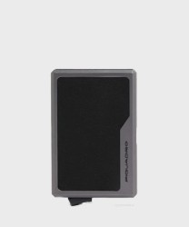 Piquadro Black Square compact wallet MagSafe 6 cc in alluminio nero