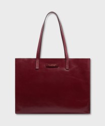 The Bridge Mirra borsa shopping con zip in pelle rosso barolo