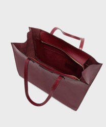 The Bridge Mirra zip-up shopping bag in Barolo red leather