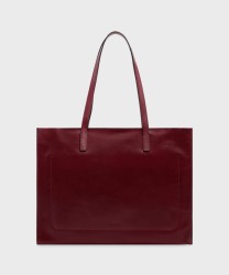 The Bridge Mirra zip-up shopping bag in Barolo red leather