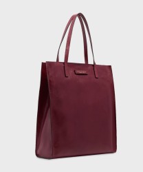 The Bridge Mirra borsa shopping con zip in pelle rosso barolo