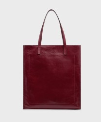 The Bridge Mirra zip-top leather shopping bag in Barolo red