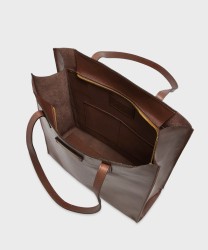 The Bridge Mirra Mocha Brown Leather Zip-Up Shopping Bag
