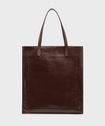 The Bridge Mirra Mocha Brown Leather Zip-Up Shopping Bag