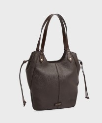 The Bridge Martina mocha brown leather shoulder shopper bag