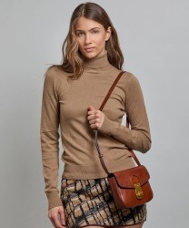 The Bridge Mia brown leather shoulder bag