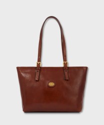 The Bridge Story borsa shopper 30 cm con zip in pelle marrone