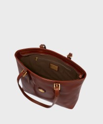 The Bridge Story borsa shopper 30 cm con zip in pelle marrone