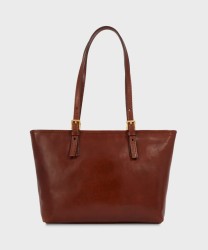 The Bridge Story borsa shopper 30 cm con zip in pelle marrone
