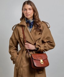 The Bridge Mia brown leather shoulder bag