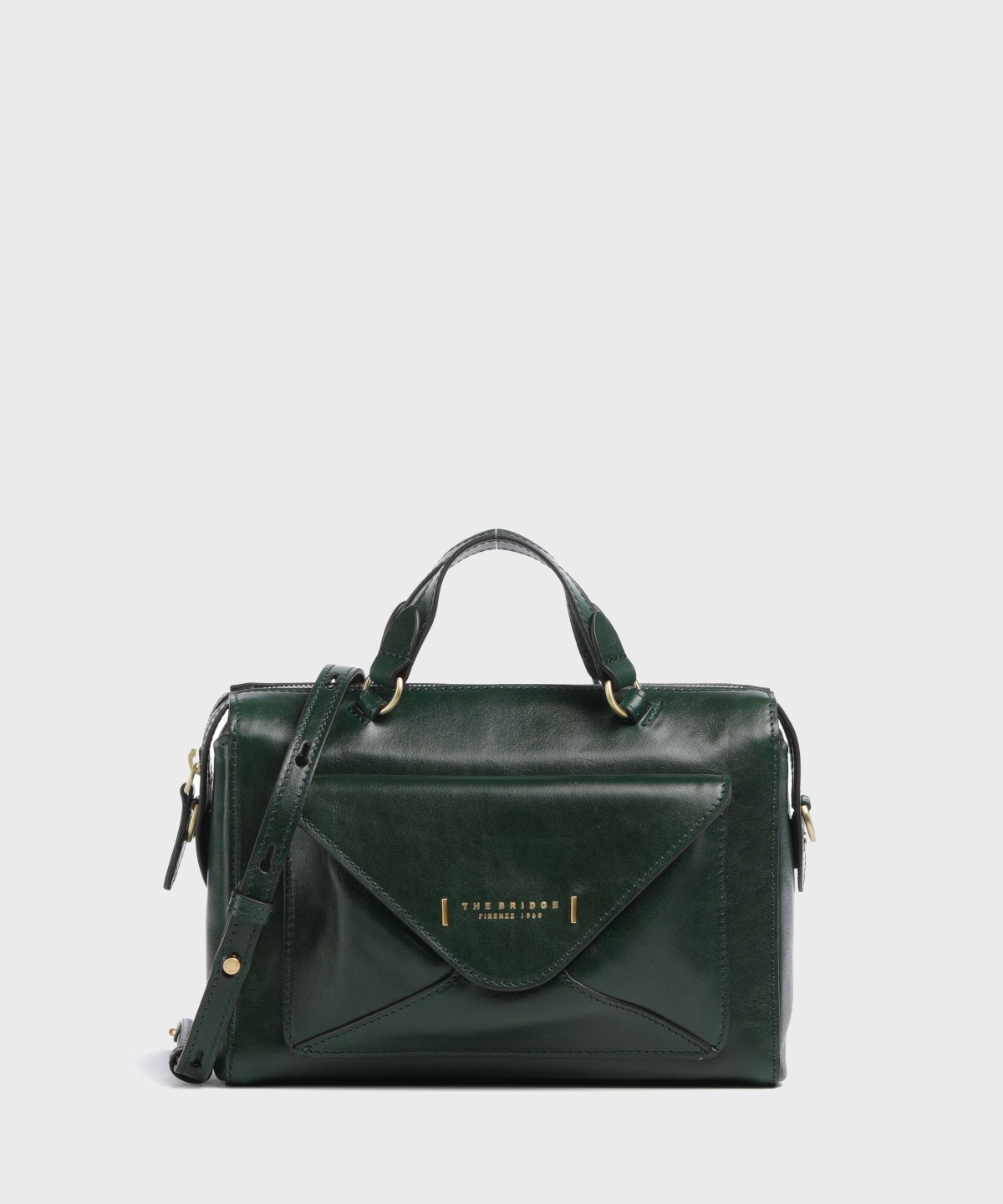 The Bridge Frida handbag and shoulder bag in pine green leather