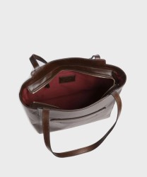 The Bridge Lucrezia mocha brown leather shoulder shopper bag
