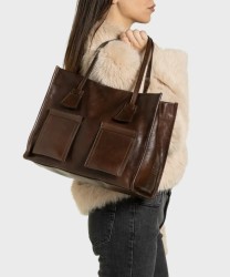 Ripani Alda borsa shopper a tracolla in pelle marrone