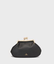 Cuoieria Fiorentina Joy clutch bag with shoulder strap in black leather
