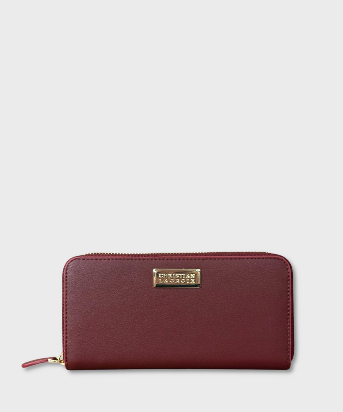 Christian Lacroix burgundy leather zip around...
