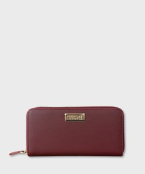 Christian Lacroix portafogli con zip in pelle burgundy