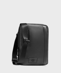 Piquadro Russel black leather shoulder bag