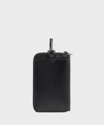 Piquadro Victor key holder with card holder in black leather