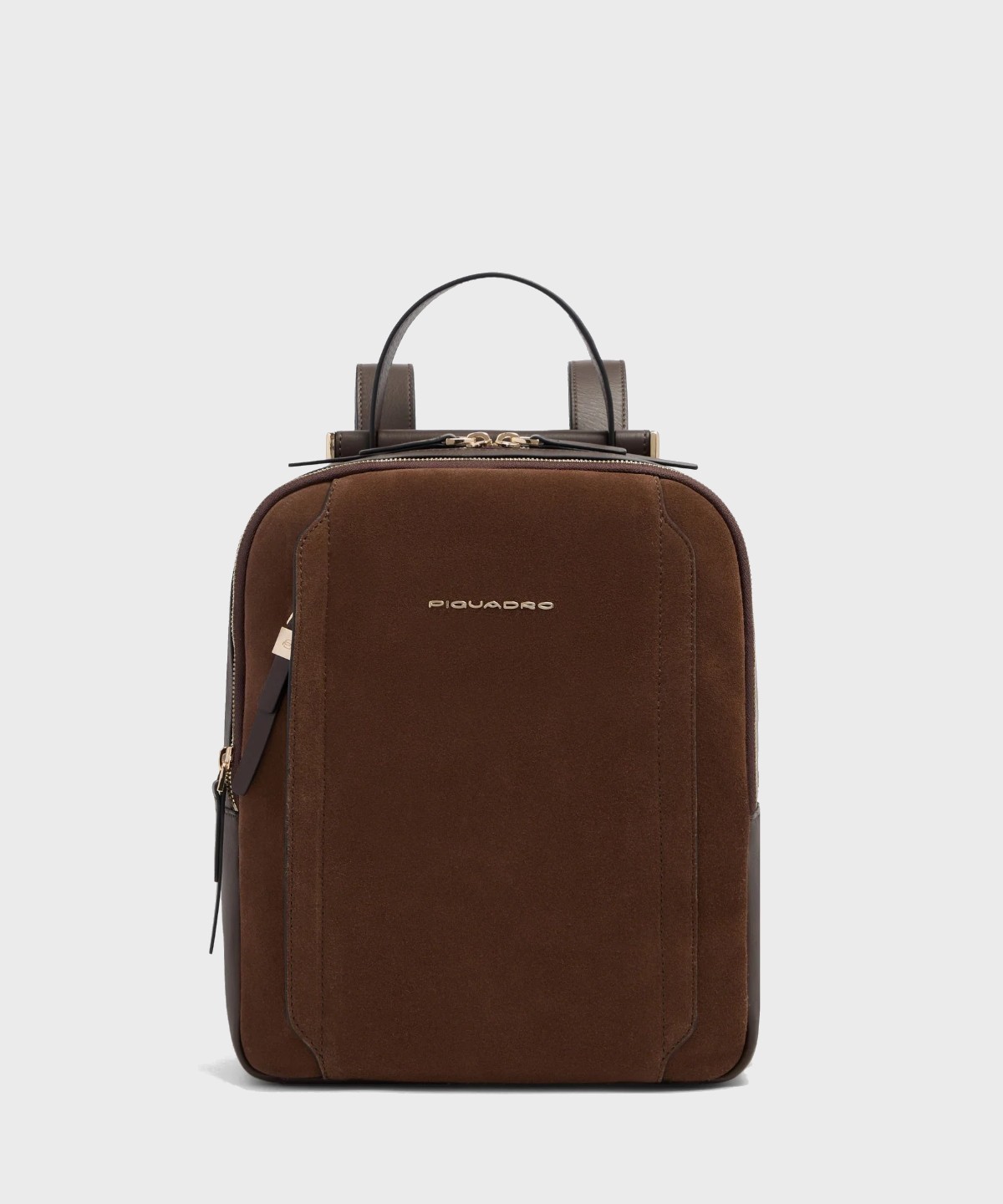 Piquadro Circle zaino in pelle e suede marrone noce scuro