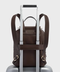 Piquadro Circle backpack in dark walnut brown leather and suede
