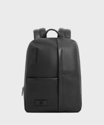 Piquadro Russel expandable 14" laptop backpack in black leather