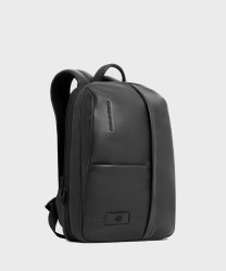 Piquadro Russel expandable 14" laptop backpack in black leather