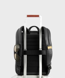 Piquadro Russel expandable 14" laptop backpack in black leather