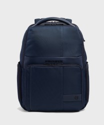 Piquadro Wollem expandable 15.6" laptop backpack in blue fabric