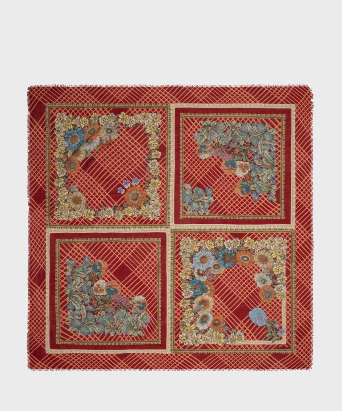 Mantero London Stop red wool scarf