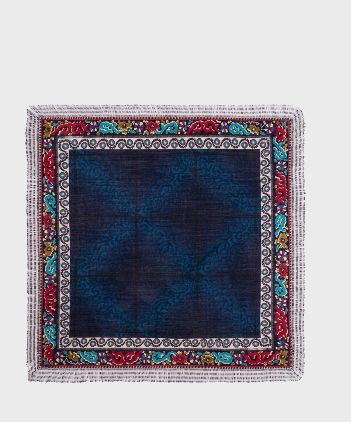 Mantero The Golden Route foulard in lana blu navy