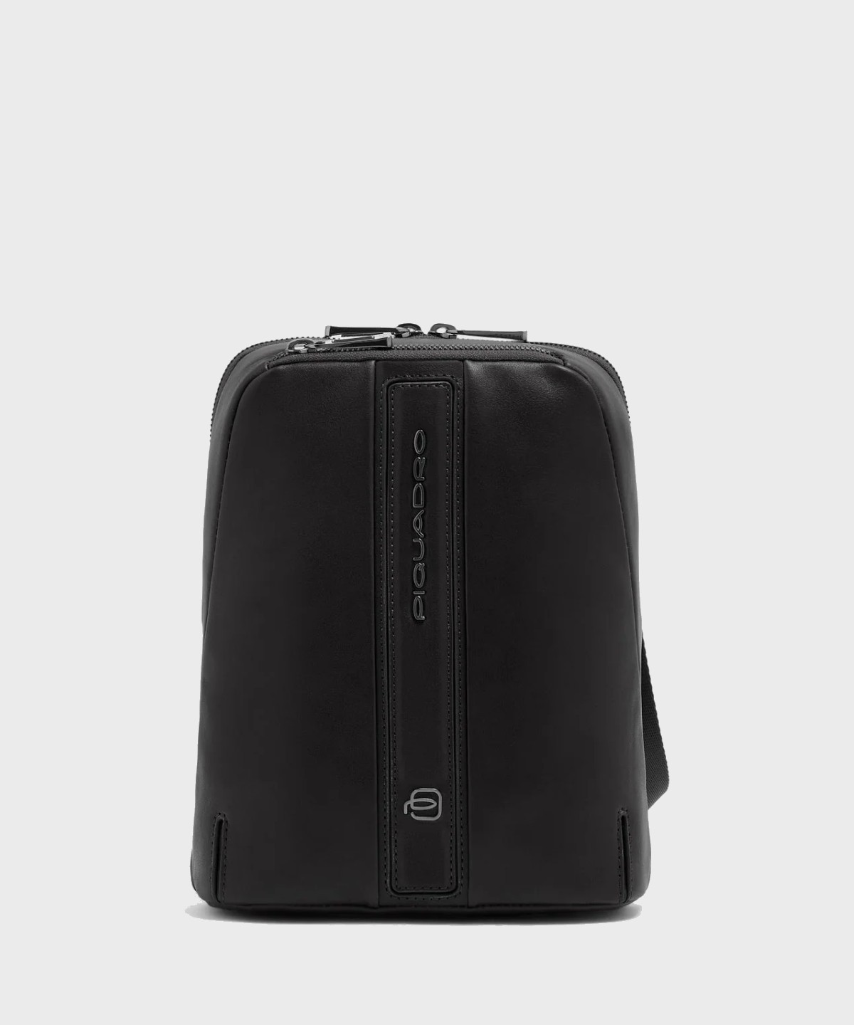 Piquadro Victor black leather shoulder bag