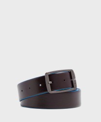 Piquadro Blue Square cintura reversibile in pelle nero e testa di moro
