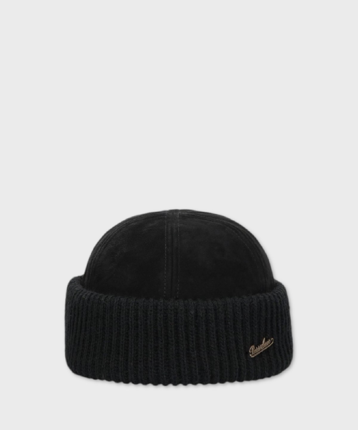 Borsalino Sylvester zuccotto, suede bordo a maglia, nero pelle