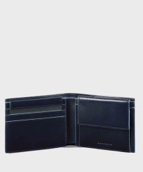 Piquadro Blue Square portafogli con portamonete e 3 cc in pelle blu