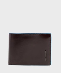 Piquadro Blue Square portafogli 14 cc in pelle marrone mogano