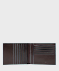 Piquadro Blue Square 14 cc wallet, black leather