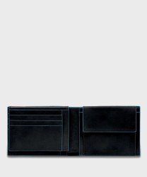 Piquadro Blue Square wallet with coin purse and 7+3 cc slots in leather