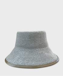 Catarzi Murano crochet straw cloche hat, dove grey straw