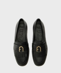 Furla Chic moccasin with fringe, black leather