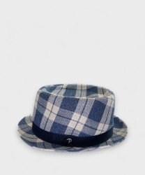 Buy Panizza American pork pie hat in cotton, blue