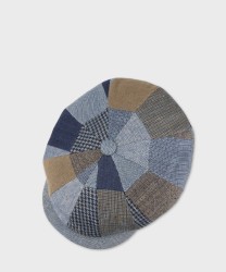 Stetson Hatteras Patchwork flat cap, linen blend, blue