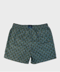 Arcuri men's swimwear boxer shorts with jacquard leaves, green fabrics