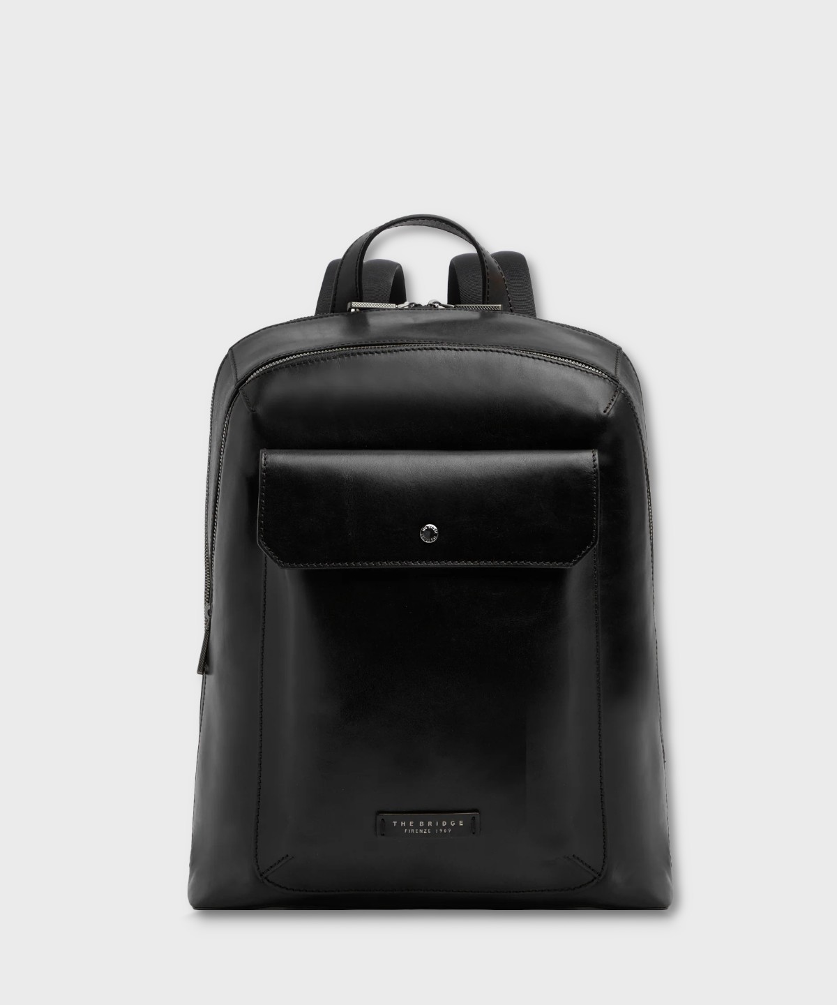 The Bridge Mattia 14" Laptop Backpack in Black Leather