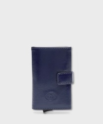 The Bridge Story compact wallet 6+2cc in pelle blu notte
