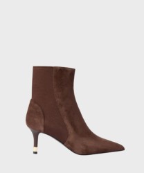 Furla Aria pointed ankle boot in chocolate brown suede leather