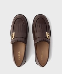 Furla Lidia mocassino con frangia in pelle pazzolata marrone