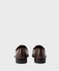 Furla Lidia moccasin with fringe in chocolate matte leather