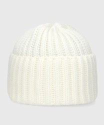 Borsalino Bell Beanie Ribbed Virgin Wool Hat, Cream