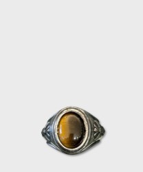 Left-handed silver ring with oval brown agate, size L silver